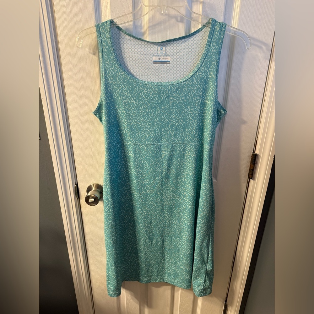 Columbia PFG Dress Blue Green Large Omni-Freeze Knee length Tank Top Style